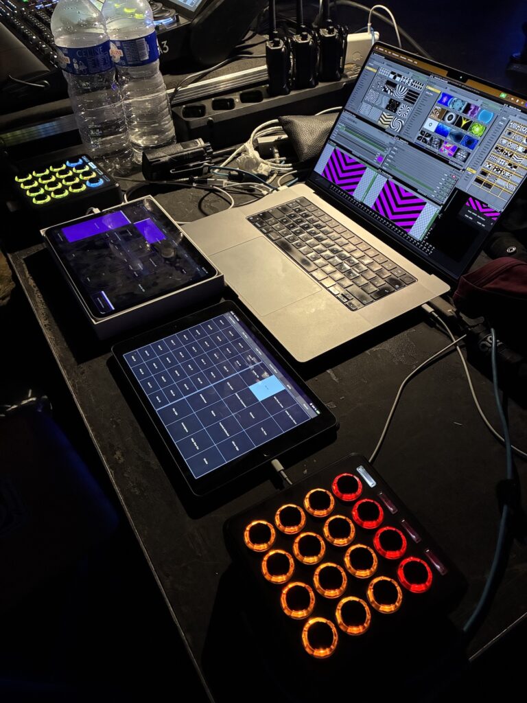 iPads, midiFighter 3D, VDMX, Open Stage Control